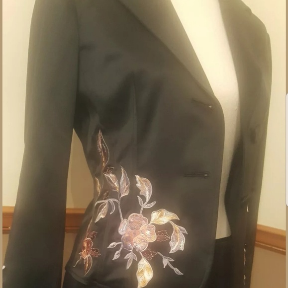 Adrianna Papell Evenning skirt and jacket Suit Floral Embroidered Set  Size 8 - Picture 9 of 12